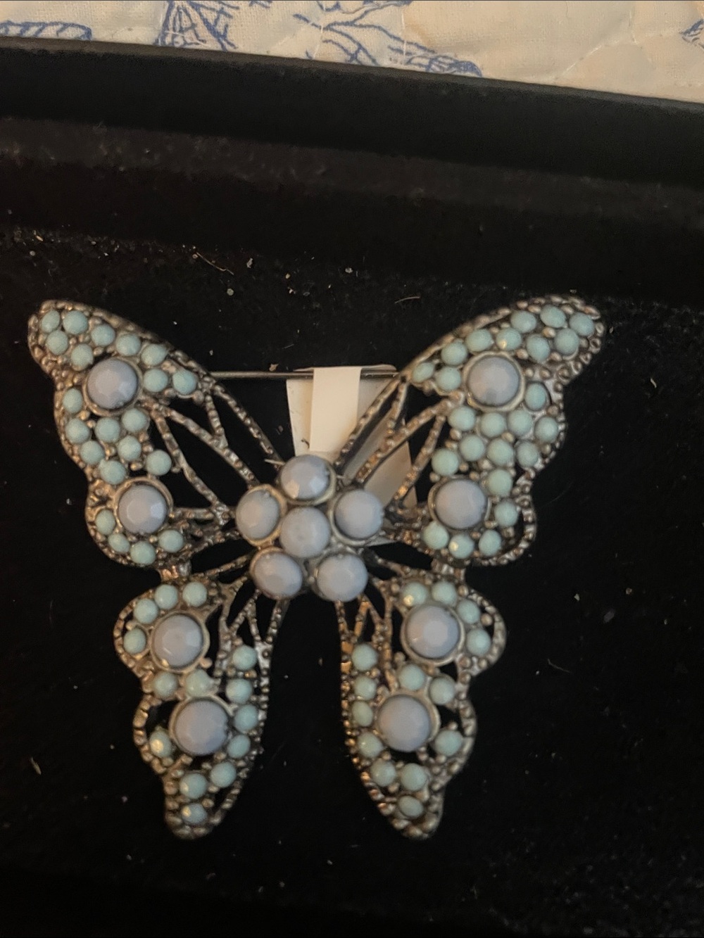 Elegant Pale Blue Butterfly Brooch Pin